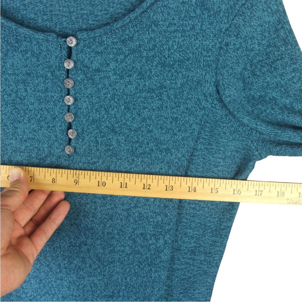 Sundance Silk Blend Knitted Long Sleeve Top Sweater Blue Henley Soft Size S - Picture 7 of 8